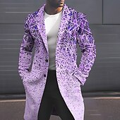 billiga lättviktsrock för män-Herr Geometri Vinterkappa Rock Kappa Håller värmen Andningsfunktion Bekväm Mode Streetwear Affär Arbete Klä till Jobbet Utekväll Ficka Mönster Höst vinter Nedvikt Långärmad Gul Rodnande Rosa Blå