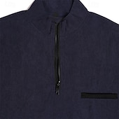 economico Polo classica da uomo-Per uomo Camicia di Velluto a Coste Polo con zip Sport all&#039;Aperto Casuale Collo Alto Colletto Mao Manica Lunga Moda Essenziale Semplice Zip a un quarto Inverno Primavera &amp; Autunno Autunno &amp; Inverno