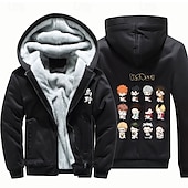 cheap Cartoon &amp; Movie Character Graphic-Haikyuu Hoodie Outerwear Sherpa Jacket Anime Graphic For Couple&#039;s Men&#039;s Women&#039;s Adults&#039; Masquerade Hot Stamping Casual Daily