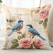 levne květinový a rostlinný styl-1 ks Polyester Polštářový potah, Zvíře stromy a listí rustikální design Pastýřský Obdélníkový Tradiční Klasický