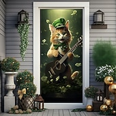 cheap Saint Patrick's Day-Saint Patrick's Day Door Decorations Door Covers Shamrock Gold Coins Door Tapestry Door Curtain Decoration Backdrop Indoor/Outdoor Door Banner for Front Door Farmhouse