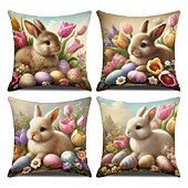 baratos Capa de almofada de férias-Capa de Almofadas Decorativas de Páscoa 1PC Coelho Ovos Macio Quadrado Capa de Almofada para Quarto Sala de Estar Sofá Cadeira