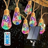 economico Striscie luci ad energia solare-luci solari da campeggio all&#039;aperto con telecomando – luci fatate impermeabili da 7 m e 16 LED per decorazioni da terrazza, vacanze, matrimoni, feste, giardini e balconi