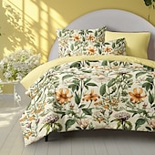 economico 100% cotone-Copripiumino in cotone 100% set copripiumino con motivo floreale morbido set di biancheria da letto di lusso in 3 pezzi regalo per la casa re regina completo