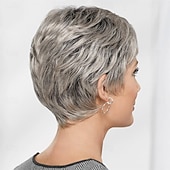 baratos peruca mais velha-Casey Whisperlite wig curto ultra-chic peruca pixie com camadas retas / tons multi-tonais de loiro prateado marrom e vermelho
