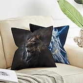 billige dyrestil-dyr dekorative kasteputer trekk 1 stk myk firkantet sofa putetrekk putetrekk for soverom stue sofa stol skummel løve