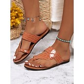 billige Ferietøfler-kvinners gull-krokmønstrede slip-on-sandaler med komfortabel passform – stilig uformelt fottøy for sommer, strand og ferie