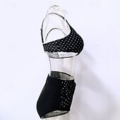 voordelige Surf Tankini's en Bikinis-Dames Tankini Tweedelig zwempak Open achterkant Zwemkleding Plek Zwemkleding Zwart Ademend Sneldrogend Lichtgewicht Mouwloos - Zwemmen Surfen Strand Zomer Lente Grote maten