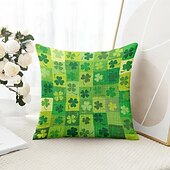 billiga geometrisk stil-saint patrick&#039;s day dekorativa slängkuddar överdrag 1 st grön irländsk mjuk fyrkantig soffa kuddfodral örngott för sovrum vardagsrum soffa stol
