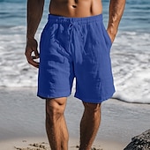 baratos Feriado-Homens Calção Shorts de verão Shorts de praia Com Cordão Cintura elástica Perna reta Tecido Conforto Respirável Comprimento do joelho Diário Feriado Praia Férias Moda Branco Azul Marinha