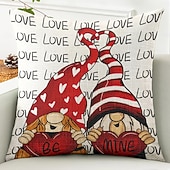 Wedding Heart Gnomes Decorative Toss Pillows Cover 1PC Soft Square Cushion Case Pillowcase for Bedroom Livingroom Sofa Couch Chair 37