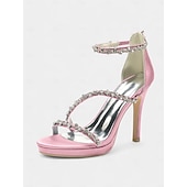 preiswerte Prom-elegante, mit Strasssteinen verzierte Satin-High-Heel-Sandalen für Damen - perfekt für Hochzeiten und formelle Anlässe