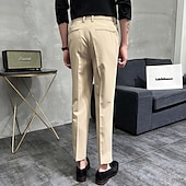 levne Štíhlý-Pánské Oblekové Kalhoty Kalhoty chinos Knoflíky Kapsy Pevná barva Pohodlné Po kotníky Formální Párty Práce Módní Klasický styl Černá Khaki Lehce elastické