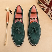 Χαμηλού Κόστους Ημιεπίσημο-ανδρικά σουέτ loafers με λεπτομέρεια φούντας – κομψά casual slip-on παπούτσια με λευκές σωληνώσεις, άνετα παπούτσια για καθημερινή χρήση και ημιεπίσημες εκδηλώσεις