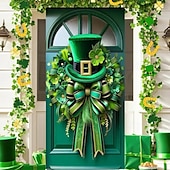billige Ferievev-saint patrick&#039;s day dørteppe lucky shamrocks dørgardindekorasjon bakgrunn innendørs/utendørs dørbanner til inngangsdør gårdshus