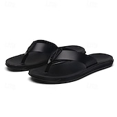preiswerte Kleidungs-Sandalen-Braune Flip-Flops aus Kunstleder für Herren - lässige Sommersandalen mit offener Spitze und bequemer Sohle für Strand und Alltag