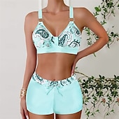 abordables Maillots une pièce et tankinis-Femme Tankini Maillot De Bain Deux Pièces Col en V Dos ouvert Maillots de Bain Maillots de Bain Noir Rose Claire Respirable Séchage rapide Poids Léger Sans Manches - Natation Surf Plage Eté Printemps