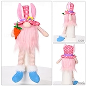 cheap Easter Lights-1 Pc Easter Long Leg Rabbit with Light, Faceless Child, Dwarf Doll, Carrot Resurrection Egg, Easter Indoor Party, Restaurant Atmosphere Decoration