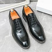 abordables Officiel-chaussures habillées à lacets en similicuir marron classiques pour hommes – chaussures formelles élégantes pour les affaires et les occasions spéciales