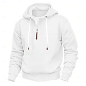 cheap Basic Hoodies-Men&#039;s Hoodie Quarter Zip Hoodie Black White Red Navy Blue Khaki Hooded Plain Sports &amp; Outdoor Daily Holiday Streetwear Cool Casual Spring &amp;  Fall Clothing Apparel Hoodies Sweatshirts