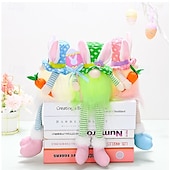 cheap Easter Lights-1 Pc Easter Long Leg Rabbit with Light, Faceless Child, Dwarf Doll, Carrot Resurrection Egg, Easter Indoor Party, Restaurant Atmosphere Decoration