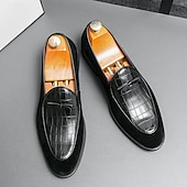 levne Poloformální-pánské hnědé mokasíny z umělého semiše s krokodýlím vzorem a mašlí – stylové slip-on boty pro formální i neformální příležitosti
