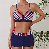 abordables Maillots une pièce et tankinis-Femme Tankini Maillot De Bain Deux Pièces Col en V Dos ouvert Maillots de Bain Maillots de Bain Noir Rose Claire Respirable Séchage rapide Poids Léger Sans Manches - Natation Surf Plage Eté Printemps
