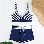 abordables Maillots une pièce et tankinis-Femme Tankini Maillot De Bain Deux Pièces Col en V Dos ouvert Maillots de Bain Maillots de Bain Noir Rose Claire Respirable Séchage rapide Poids Léger Sans Manches - Natation Surf Plage Eté Printemps
