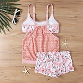 billiga One Pieces &amp; Tankinis-Dam Tankini Tvådelad baddräkt Spets Badkläder Badkläder Svart Rodnande Rosa Andningsfunktion Snabb tork Lättvikt Ärmlös - Simmning Surfing Strand Sommar Vår Plusstorlekar