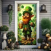 cheap Saint Patrick's Day-Saint Patrick's Day Door Decorations Door Covers Shamrocks Gnome Door Tapestry Door Curtain Decoration Backdrop Indoor/Outdoor Door Banner for Front Door Farmhouse