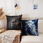 billige dyrestil-dyr dekorative kasteputer trekk 1 stk myk firkantet sofa putetrekk putetrekk for soverom stue sofa stol skummel løve