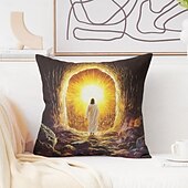billige Ferieputetrekk-påske jesus dekorative putetrekk 1 stk myk firkantet sofa putetrekk putetrekk for soverom stue sofa stol