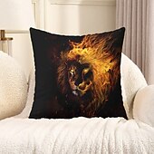 billige dyrestil-dyr dekorative kasteputer trekk 1 stk myk firkantet sofa putetrekk putetrekk for soverom stue sofa stol skummel løve