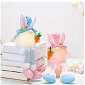 cheap Easter Lights-1 Pc Easter Long Leg Rabbit with Light, Faceless Child, Dwarf Doll, Carrot Resurrection Egg, Easter Indoor Party, Restaurant Atmosphere Decoration
