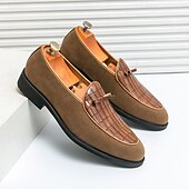 levne Poloformální-pánské hnědé mokasíny z umělého semiše s krokodýlím vzorem a mašlí – stylové slip-on boty pro formální i neformální příležitosti