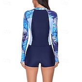  Pentru femei Bariere Iritatie Costum de baie Peteci Imprimat Fermoar Față Protecție UV la soare Uscare rapidă Ușor Manșon Lung Salopetă Costum de baie Surfing Plajă Sporturi Acvatice  Vară