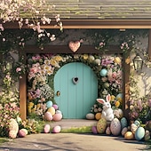 billige Garasje- og dørbanner-Utendørs Garasje Dør Dekorasjon Banner Kanin Egg Stor Bakgrunnsdekorasjon Utendørs Garasje Dør Hjemmevegg Dekorasjoner Arrangement Fest Parade