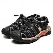voordelige Buitensandalen-Heren outdoor wandelsandalen - ademend gesloten teenontwerp, verstelbare vetersluitingen, antislipzool, comfortabele zomerschoenen voor trekking en kamperen