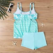 billiga One Pieces &amp; Tankinis-Dam Tankini Tvådelad baddräkt Spets Badkläder Badkläder Svart Rodnande Rosa Andningsfunktion Snabb tork Lättvikt Ärmlös - Simmning Surfing Strand Sommar Vår Plusstorlekar