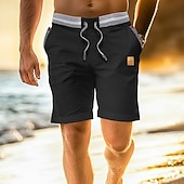 cheap Holiday-Men&#039;s Shorts Linen Shorts Summer Shorts Beach Shorts Pocket Drawstring Elastic Waist Color Block Comfort Breathable Full Length Casual Daily Holiday Vacation Fashion Dark Khaki Light Khaki