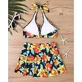 abordables Maillots une pièce et tankinis-Femme Tankini Maillot De Bain Deux Pièces Dos Nu Maillots de Bain Floral Maillots de Bain Noir Jaune Respirable Séchage rapide Poids Léger Sans Manches - Natation Surf Plage Eté Printemps