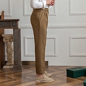 olcso Laza-Férfi Kosztüm Téli nadrág Nadrág Öltöny nadrág Tweed nadrág Zseb Sima Mokaszinok Légáteresztő Szabadtéri Napi Alkalmi Divat Alkalmi Világos khaki Fekete