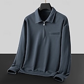 tanie Męskie elitarnie bluzy i swetry-Męskie Bluza dresowa Bluza z zamkiem błyskawicznym Czarny Biały Ciemnoszary Kołnierz polo Równina Zamek Kieszeń Sport i turystyka Codzienny Sport Designerskie Odzież sportowa Podstawowy Wiosna Jesień