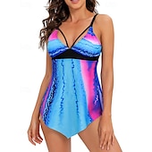 abordables Maillots une pièce et tankinis-Femme Tankini Maillot De Bain Deux Pièces Col en V Maillots de Bain Maillots de Bain Noir / Blanc Blanche Respirable Séchage rapide Poids Léger Sans Manches - Natation Surf Plage Eté Printemps Grande