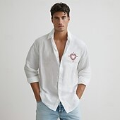 voordelige Heren Elite Overhemden-Voor Stel Overhemd Hart Bruiloft Buiten Wit Lange mouw Strijkijzer Zomer Lente Kleding Knop