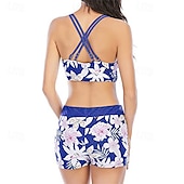 voordelige One Pieces &amp; Tankinis-Dames Tankini Tweedelig zwempak Blote rug Kruiselings Zwemkleding Flora Zwemkleding Rood Koningsblauw Ademend Sneldrogend Lichtgewicht Mouwloos - Zwemmen Surfen Strand Zomer Lente