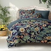 baratos 100% algodão-conjunto de capa de edredom botânica profunda - inclui capa de edredom e fronhas - design rico inspirado em plantas - tecido macio e confortável - perfeito para decoração elegante de quarto
