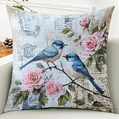 levne květinový a rostlinný styl-1 ks Polyester Polštářový potah, Zvíře stromy a listí rustikální design Pastýřský Obdélníkový Tradiční Klasický