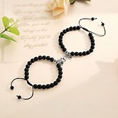 billiga Bröllopsgåva-Ett Par Anpassade Eleganta Pararmband Anpassad Bröllopsgåva för Par Inbäddade med Projektionsstenar. Armbanden Har Magnetiska Stenar som Gör att De Kan Foga Samman