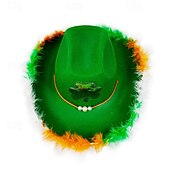 preiswerte Fedora-Hut-Herren Kentucky Derby Hut Sonnenhut Partyhut Grün Polyester Feder Mode Lässig Täglich St. Patrick Day Kleeblatt Sonnenschutz Atmungsaktiv
